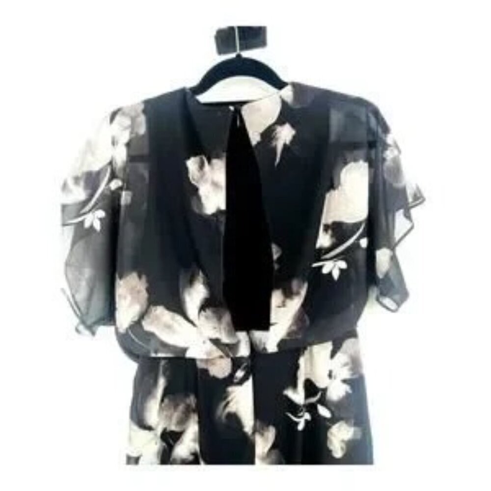 Jacques Vert Dress 10 NWT Black and White Floral Knee Length - Picture 4 of 8